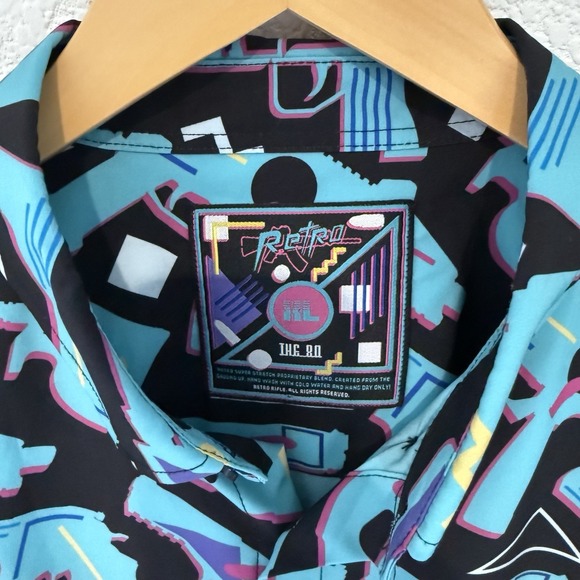 Retro Rifle The 80 Shirt Mens XL Teal All Over Print Button EUC - Picture 4 of 5
